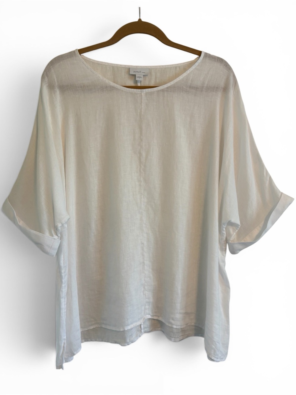 J. Jill White Linen Dolman Sleeve Top | Summer Coastal Chic Size L